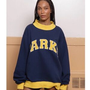 Navy and Yellow parke Women's mockneck